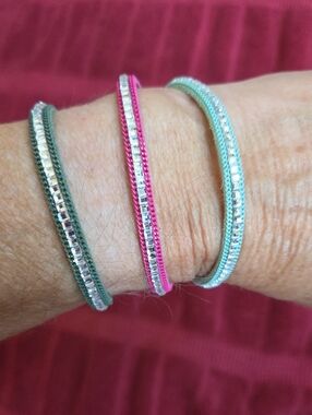 Lot Of 3 Plunder Design Bracelets - Lt. Green, Olive, Pink Magnetic Clasps